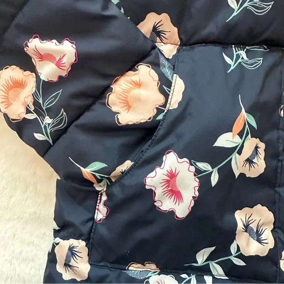RoxyFloral Shell Puffer Jacket - Size 10/M - EUC - Navy